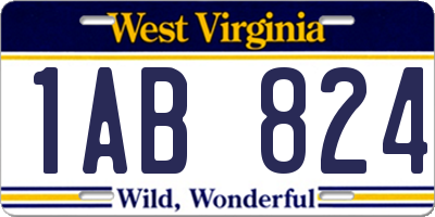 WV license plate 1AB824