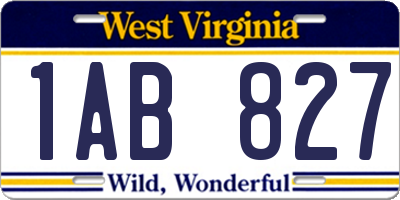 WV license plate 1AB827