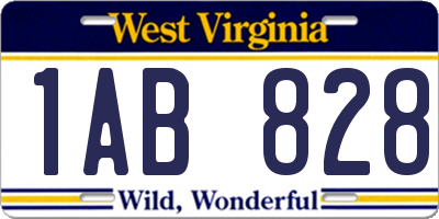 WV license plate 1AB828