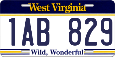 WV license plate 1AB829