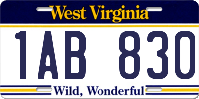 WV license plate 1AB830