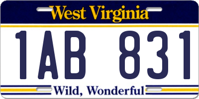 WV license plate 1AB831