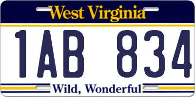 WV license plate 1AB834