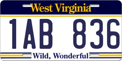 WV license plate 1AB836