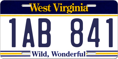 WV license plate 1AB841
