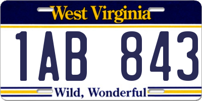 WV license plate 1AB843