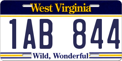 WV license plate 1AB844