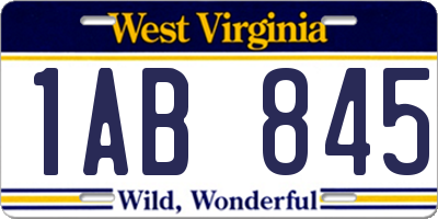 WV license plate 1AB845