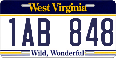 WV license plate 1AB848