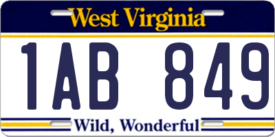 WV license plate 1AB849