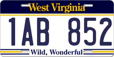 WV license plate 1AB852