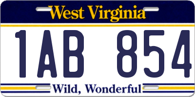 WV license plate 1AB854