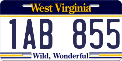 WV license plate 1AB855