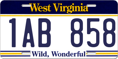 WV license plate 1AB858