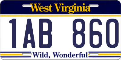 WV license plate 1AB860