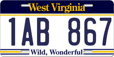 WV license plate 1AB867