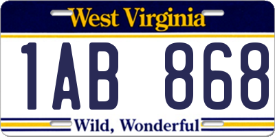 WV license plate 1AB868