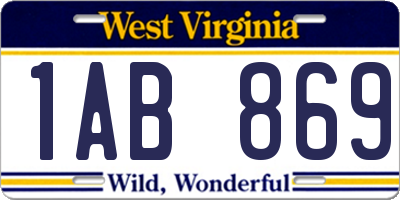 WV license plate 1AB869