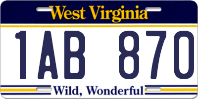 WV license plate 1AB870