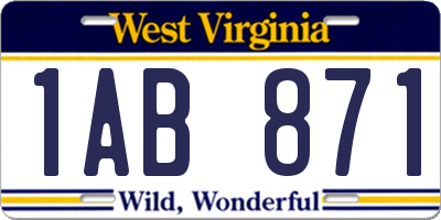 WV license plate 1AB871