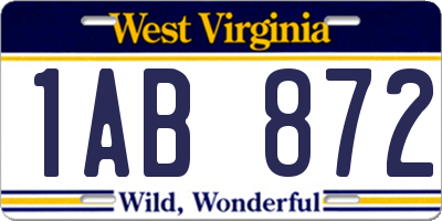 WV license plate 1AB872