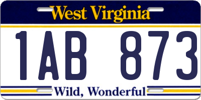 WV license plate 1AB873