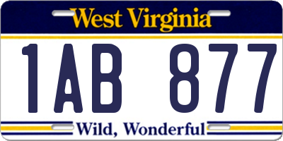 WV license plate 1AB877