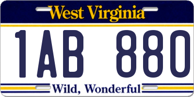 WV license plate 1AB880