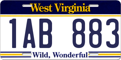 WV license plate 1AB883