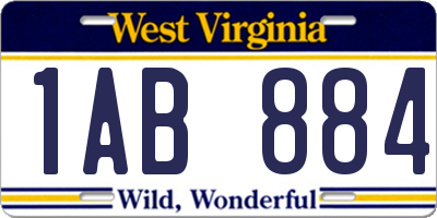 WV license plate 1AB884