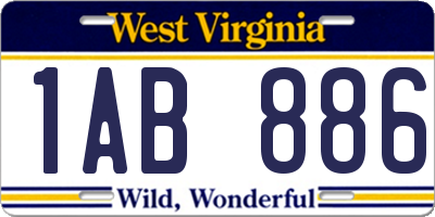 WV license plate 1AB886