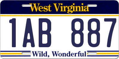 WV license plate 1AB887