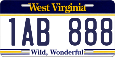 WV license plate 1AB888