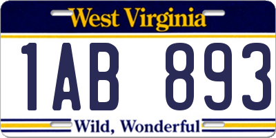 WV license plate 1AB893