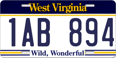 WV license plate 1AB894