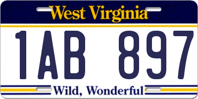 WV license plate 1AB897