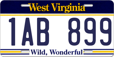 WV license plate 1AB899