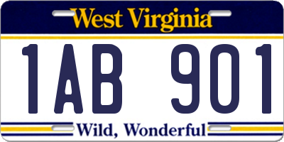 WV license plate 1AB901