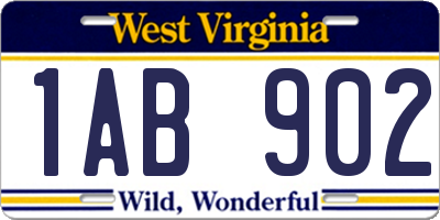 WV license plate 1AB902