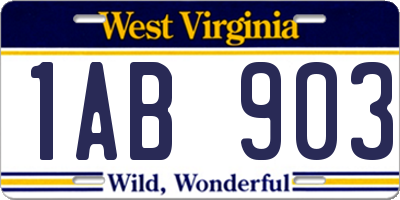 WV license plate 1AB903