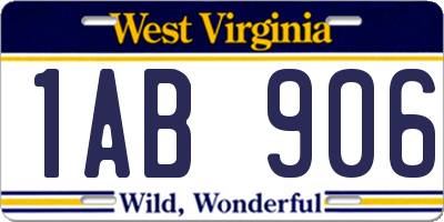 WV license plate 1AB906