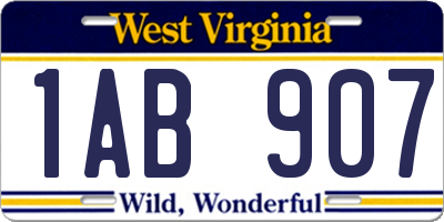 WV license plate 1AB907