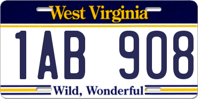 WV license plate 1AB908