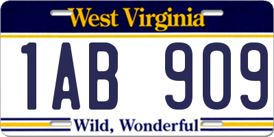 WV license plate 1AB909