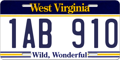 WV license plate 1AB910