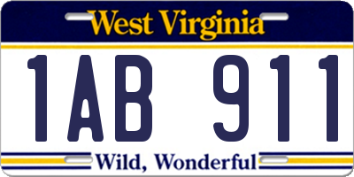 WV license plate 1AB911