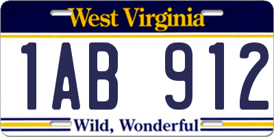 WV license plate 1AB912