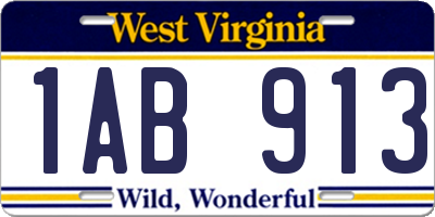 WV license plate 1AB913