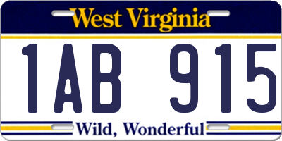 WV license plate 1AB915