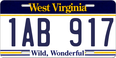 WV license plate 1AB917